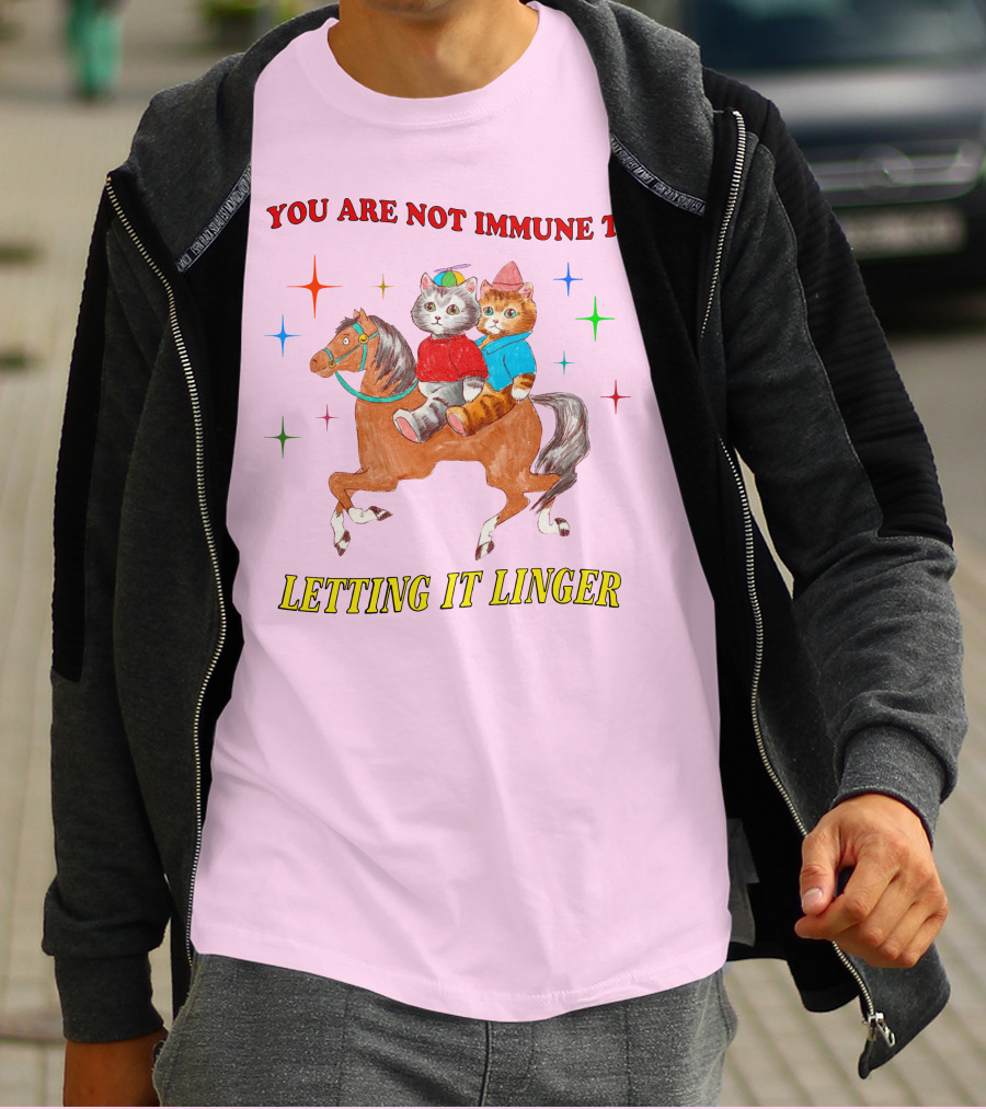 You Are Not Immune To Letting It Linger Cats On Horse With Colorful Stars T-Shirt