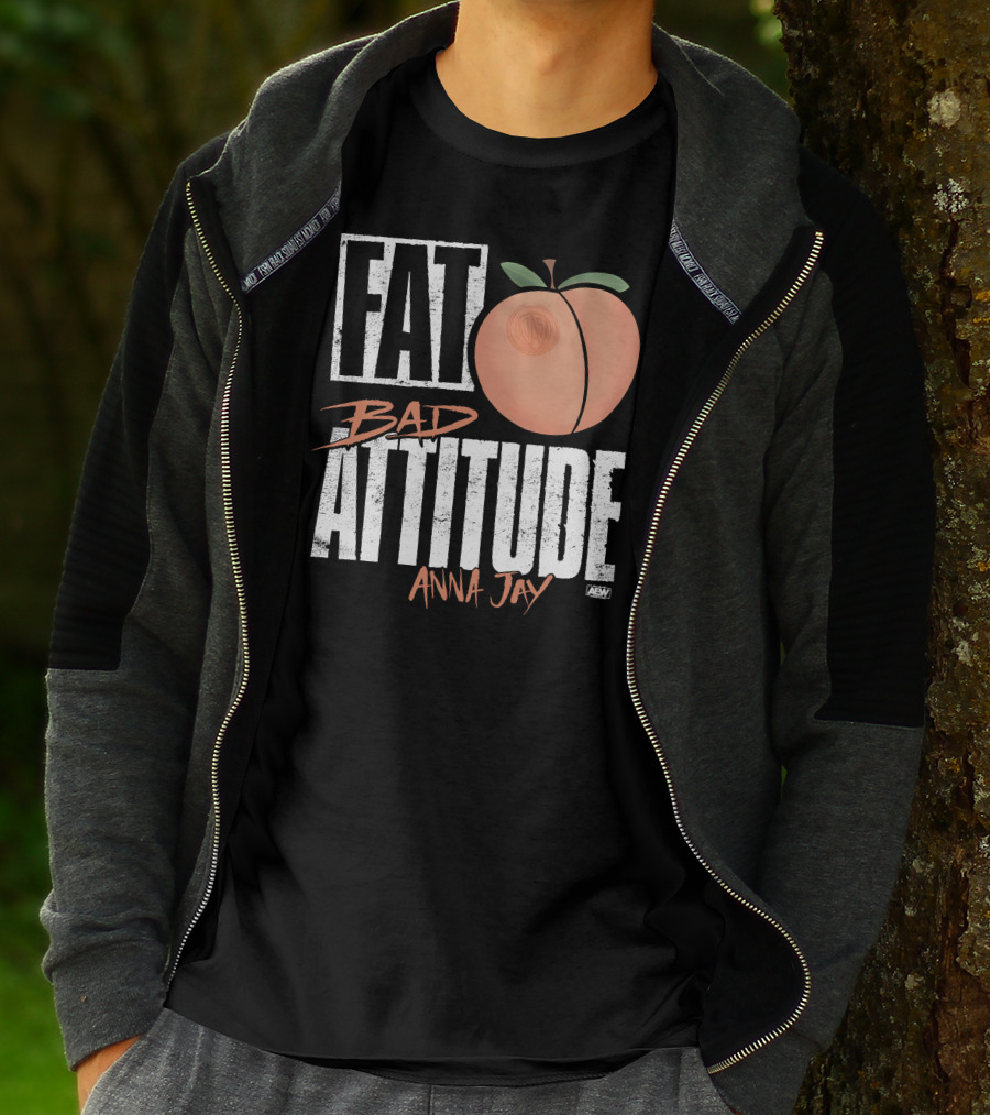 Fat Bad Attitude Anna Jay Aew Peach T-Shirt