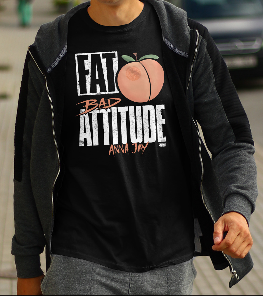 Fat Bad Attitude Anna Jay Aew Peach T-Shirt