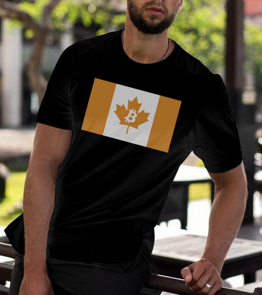 The Best Business Show Merch Bitcoin Canada Maple Leaf Orange Flag T-Shirt