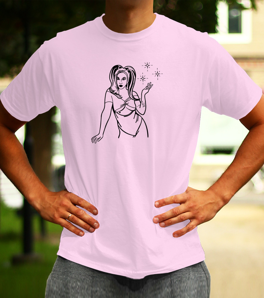Sketch Woman With Stars T-Shirt