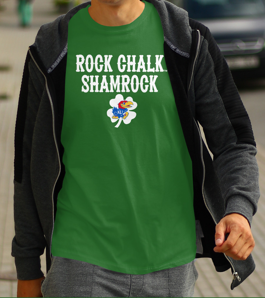 Rock Chalk Shamrock Kansas Jayhawks St Patrick’s Day Green T-Shirt