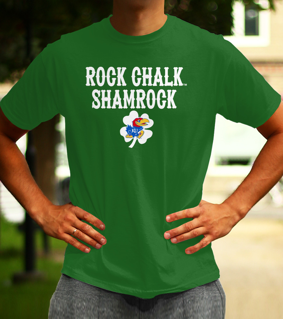 Rock Chalk Shamrock Kansas Jayhawks St Patrick’s Day Green T-Shirt
