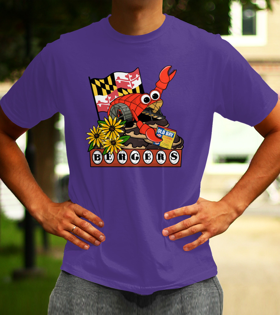 Maryland Flag Crab Bergers Old Bay Seasoning Flowers T-Shirt