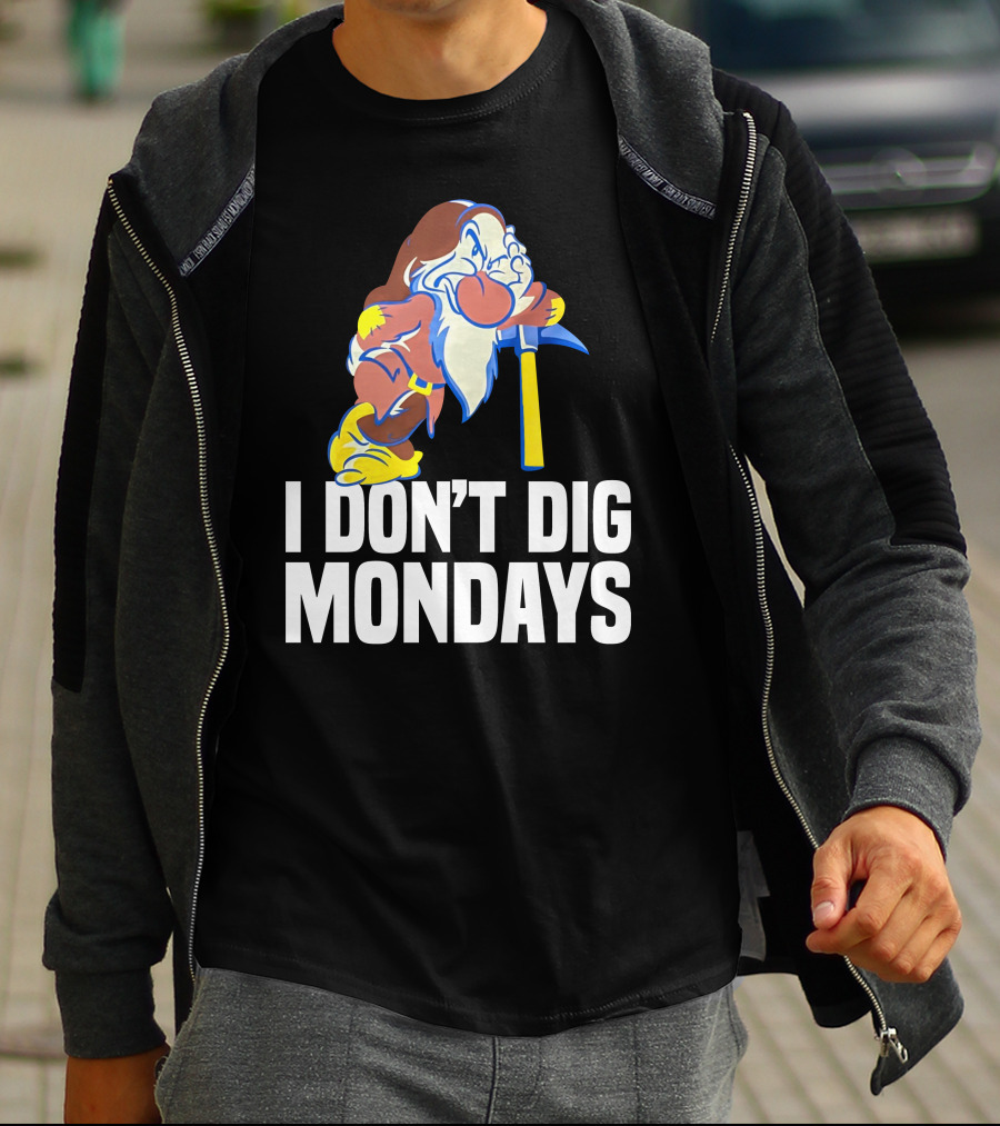 Grumpy I Don’t Dig Mondays Dwarf With Pickaxe T-Shirt