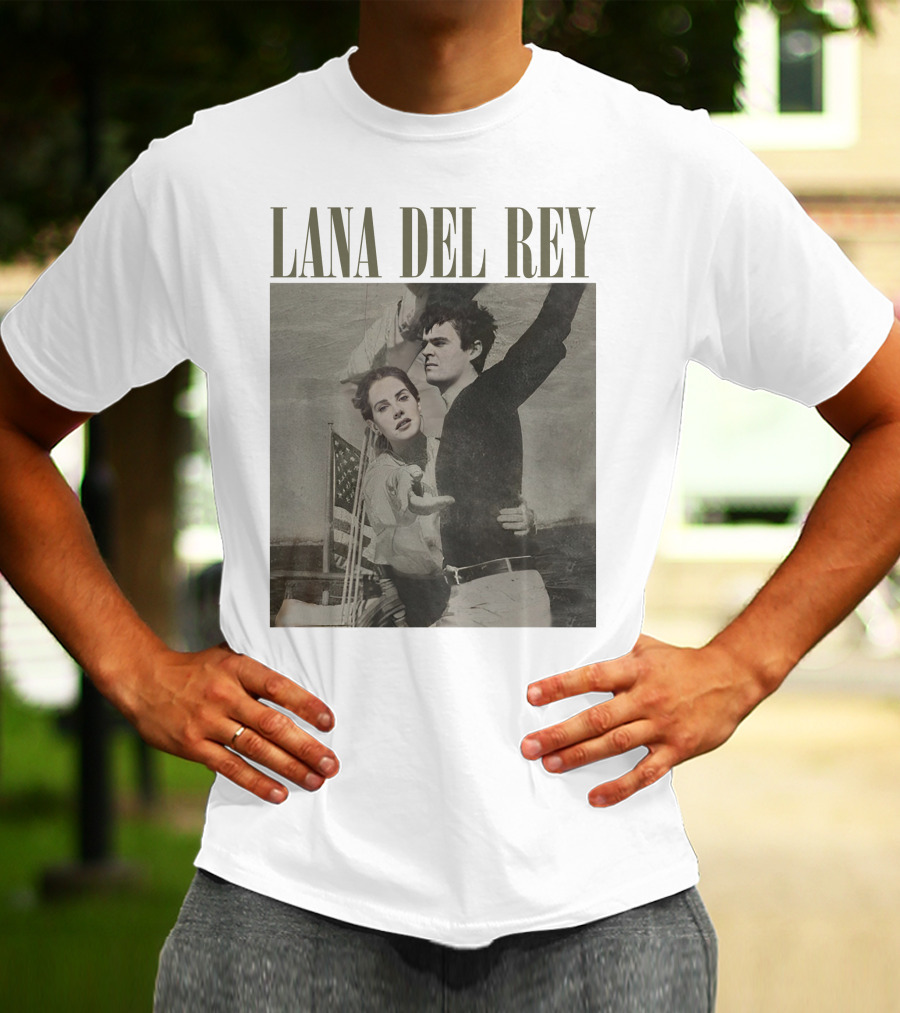 Lana Del Rey Vintage American Flag Couple Embrace T-Shirt