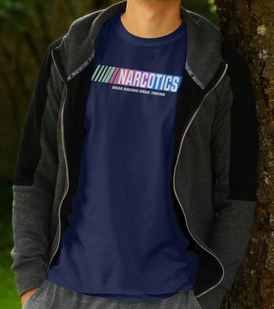 Narcotics Drag Racing Drug Taking Retro Style Racing Stripes T-Shirt