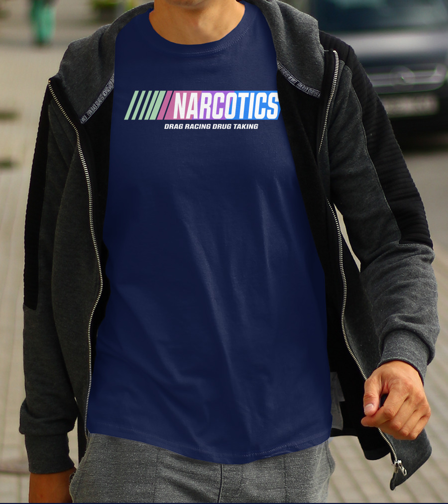 Narcotics Drag Racing Drug Taking Retro Style Racing Stripes T-Shirt