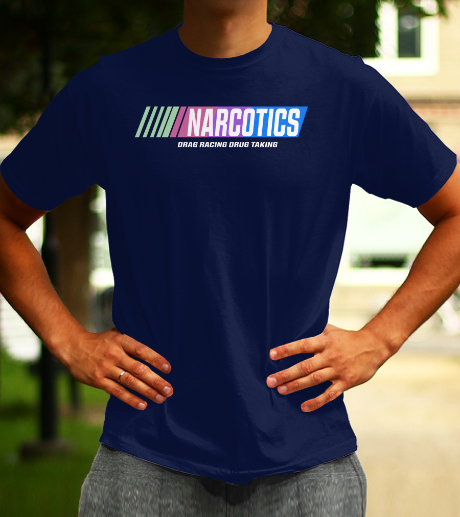 Narcotics Drag Racing Drug Taking Retro Style Racing Stripes T-Shirt