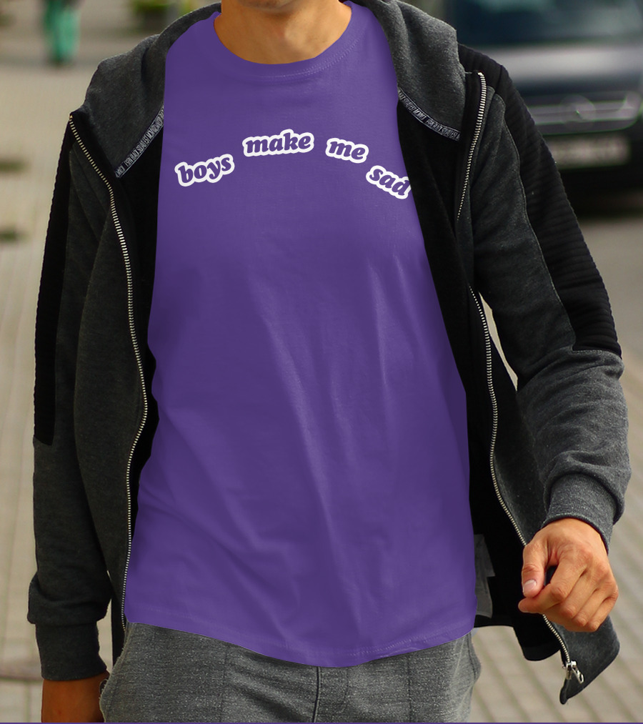Boys Make Me Sad Purple Text Shirt Stylish T-Shirt