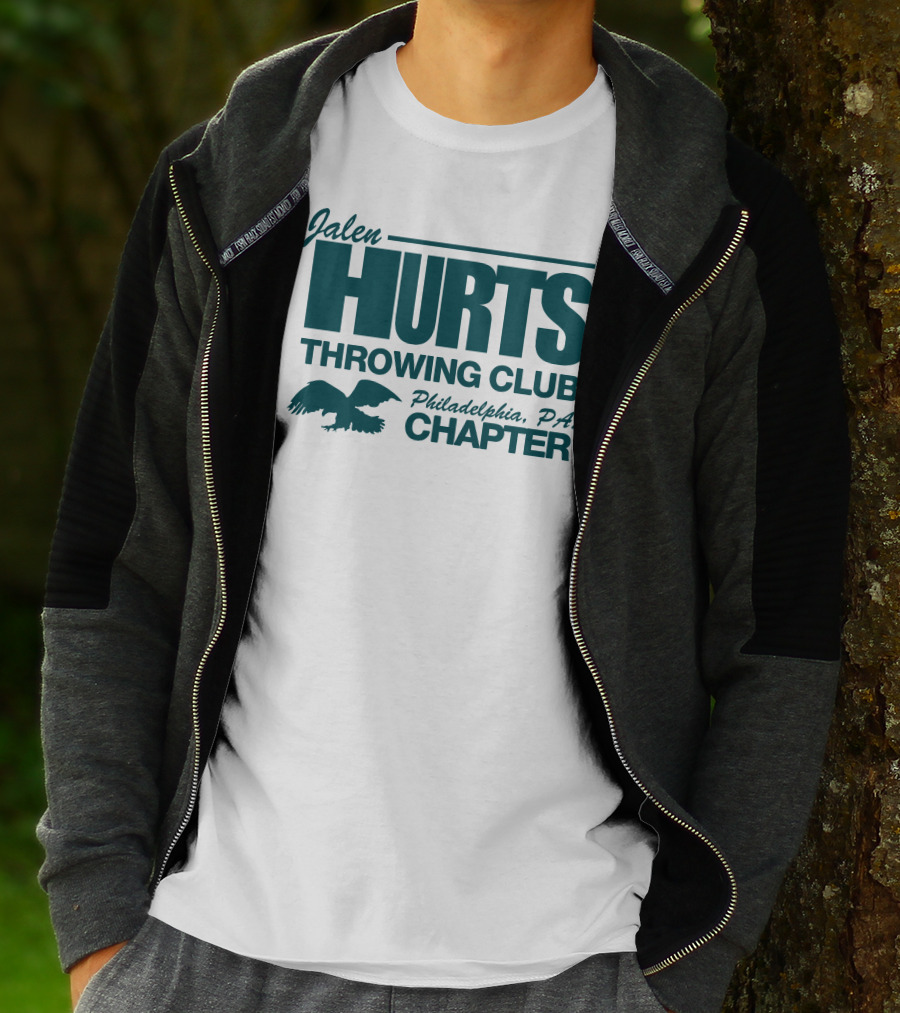 Jalen Hurts Throwing Club Philadelphia PA Chapter Eagles Fan Gear T-Shirt