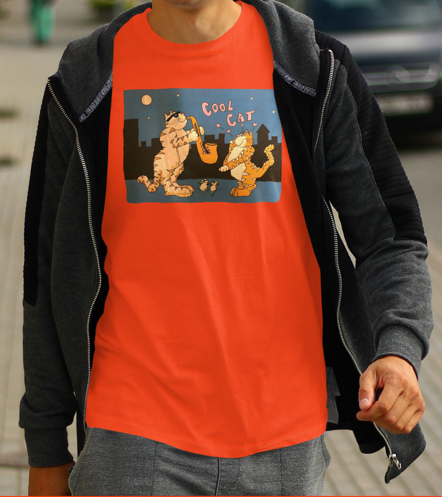 Cool Cat Night Jazz With Playful Felines And Spectators T-Shirt