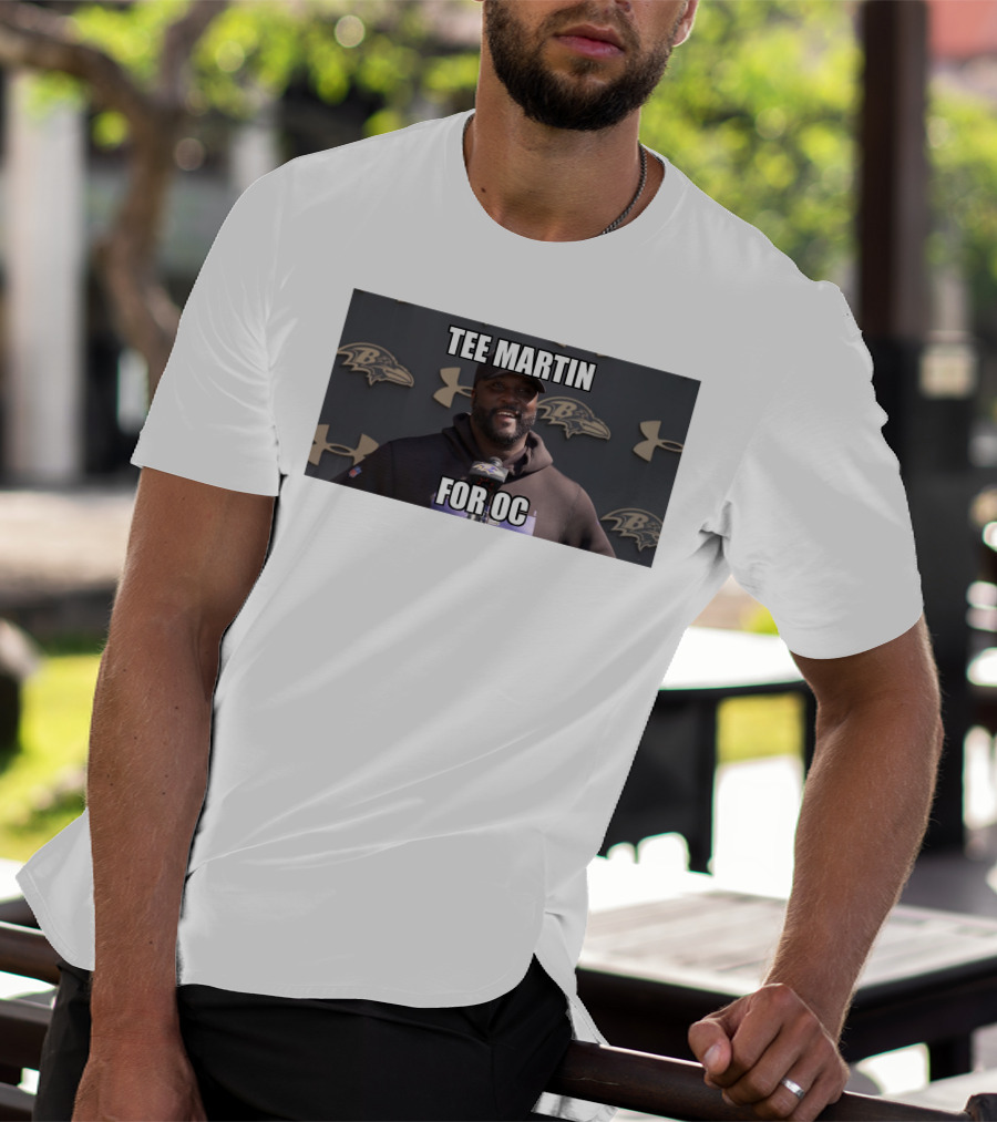 Tee Martin For OC Baltimore Ravens Coach Under Armour Background T-Shirt
