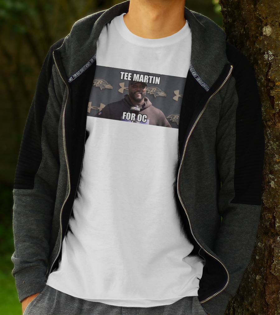 Tee Martin For OC Baltimore Ravens Coach Under Armour Background T-Shirt