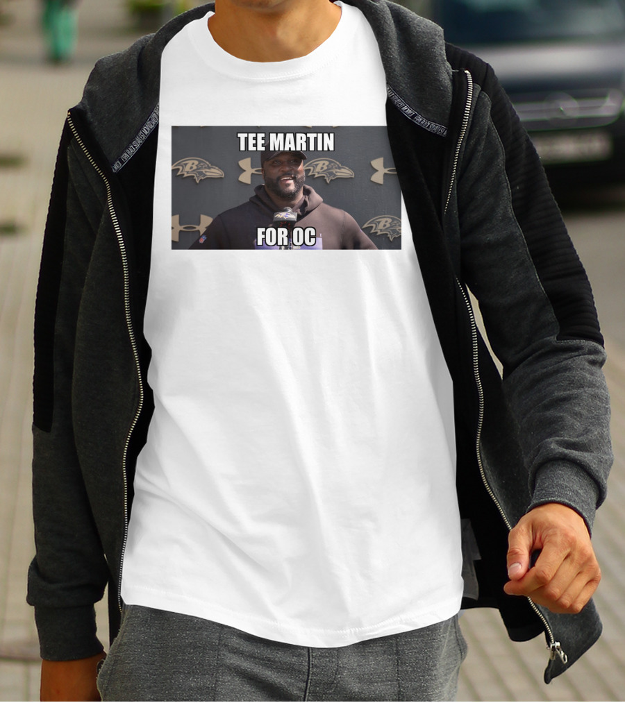 Tee Martin For OC Baltimore Ravens Coach Under Armour Background T-Shirt