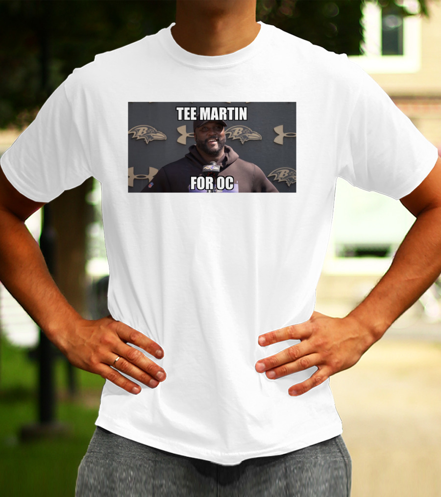 Tee Martin For OC Baltimore Ravens Coach Under Armour Background T-Shirt
