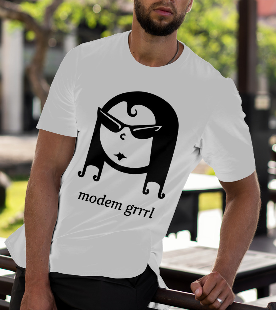 Modem Grrrl Sunglasses Illustrative T-Shirt