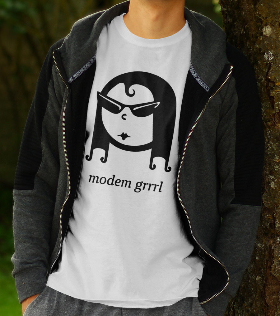 Modem Grrrl Sunglasses Illustrative T-Shirt