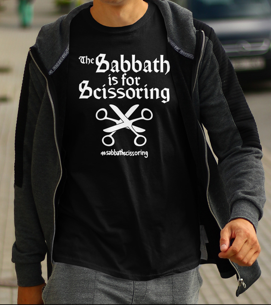 The Sabbath Is For Scissoring Sabbathscissoring Hashtag Symbol Text T-Shirt