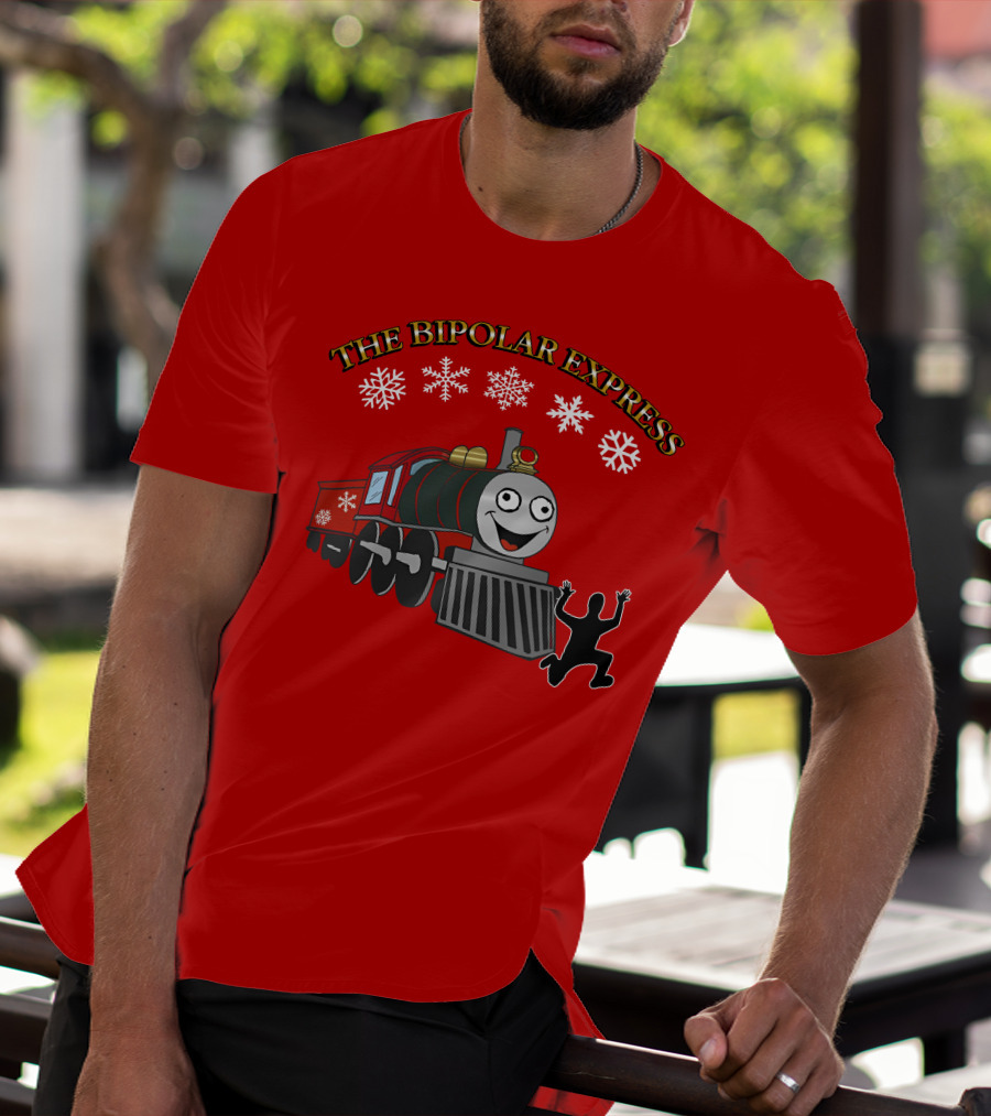 THE BIPOLAR EXPRESS Christmas Train Snowflakes T-Shirt