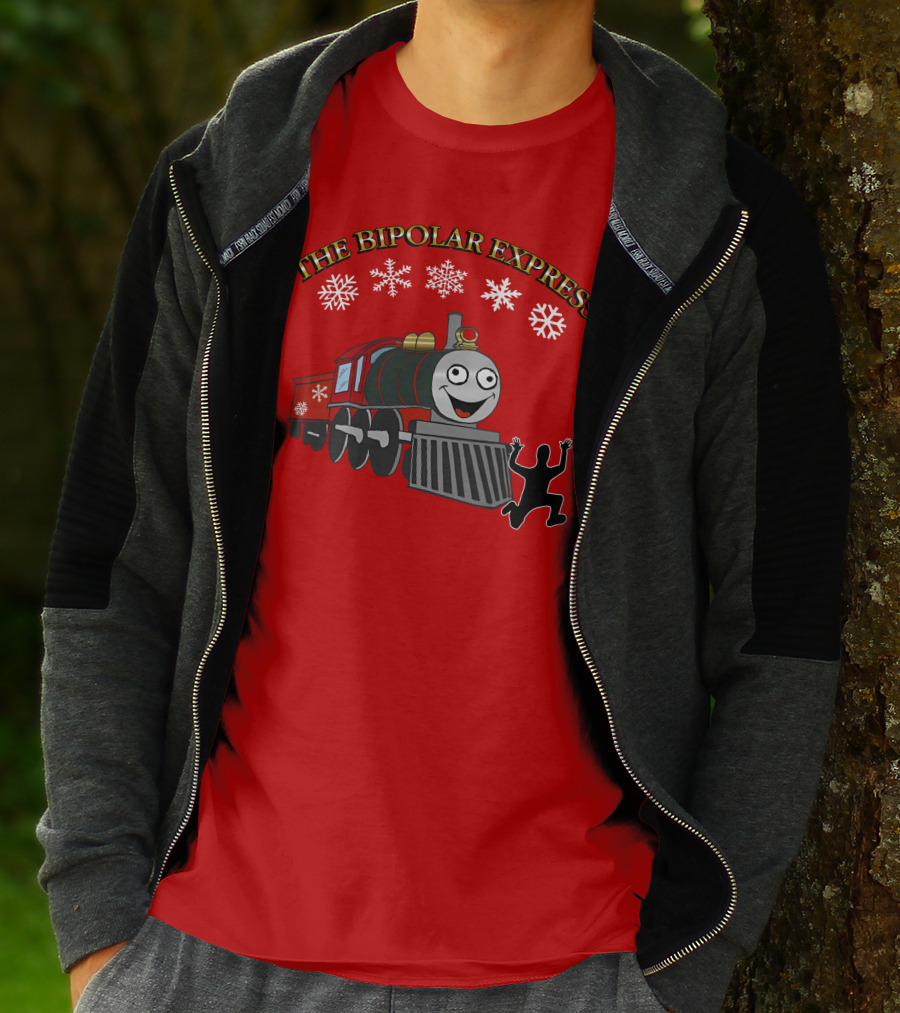 THE BIPOLAR EXPRESS Christmas Train Snowflakes T-Shirt
