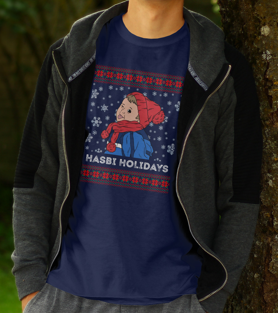 Hasbulla Merch Hasbi Holidays Snowflakes And Knit T-Shirt
