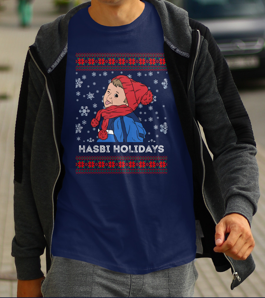 Hasbulla Merch Hasbi Holidays Snowflakes And Knit T-Shirt