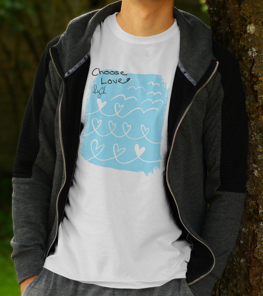 Freddy Carter Everpress Choose Love Heart Waves Blue Print T-Shirt
