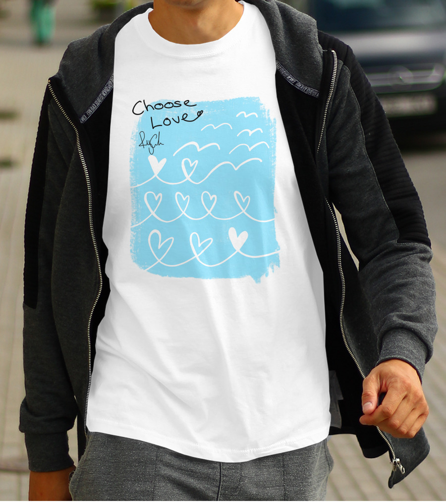 Freddy Carter Everpress Choose Love Heart Waves Blue Print T-Shirt