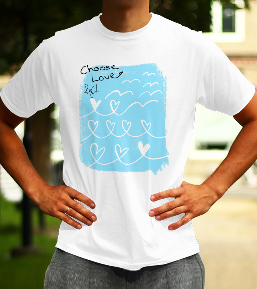 Freddy Carter Everpress Choose Love Heart Waves Blue Print T-Shirt