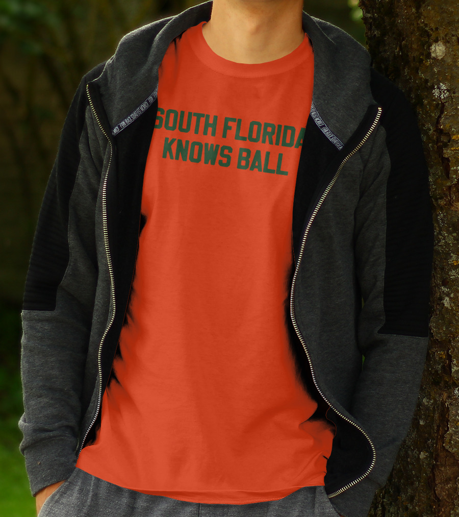 South Florida Knows Ball Bold Green Text On Orange T-Shirt