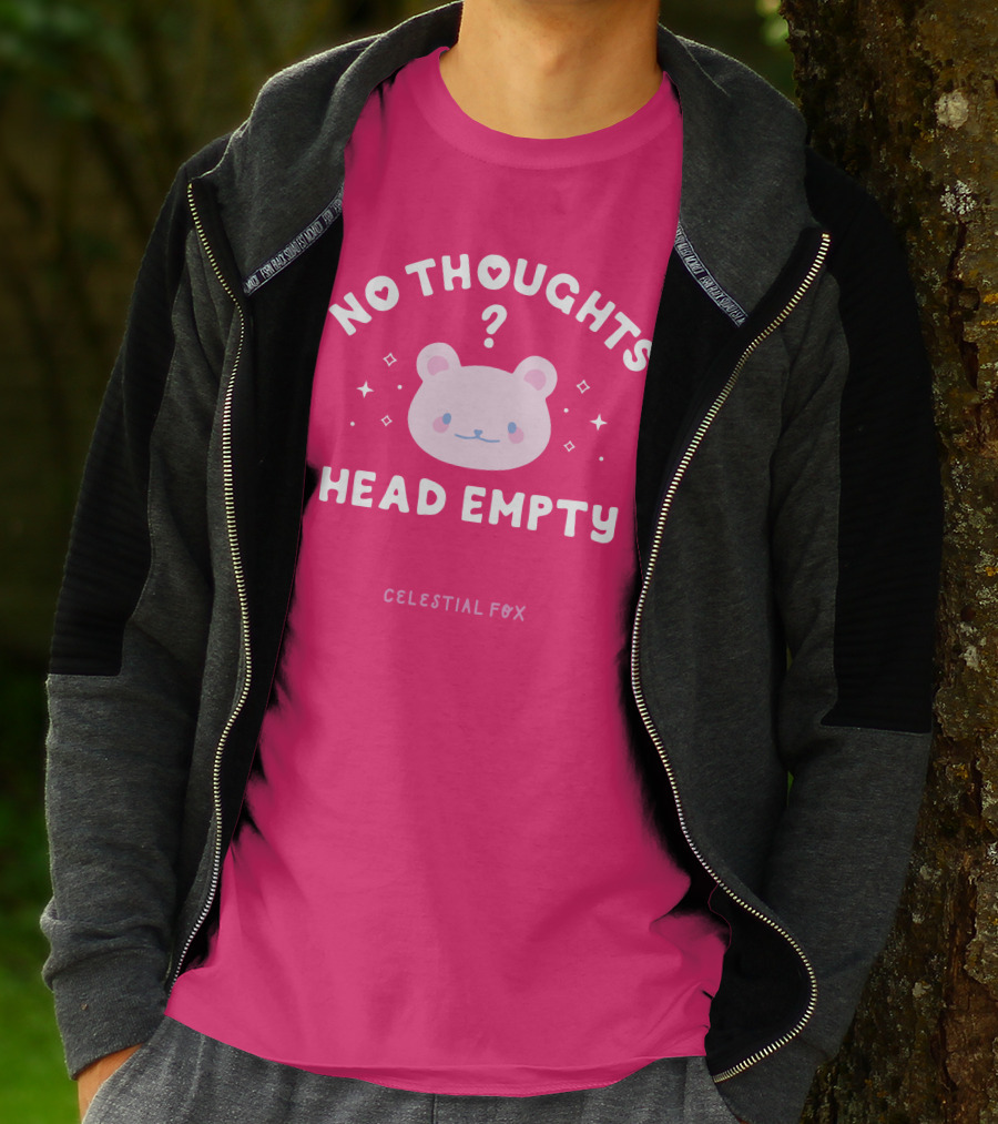 No Thoughts Head Empty Bear With Celestial Fox Stars T-Shirt