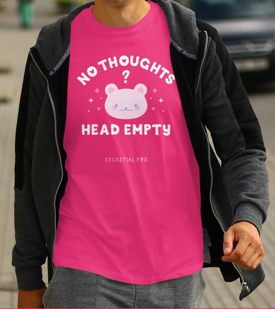 No Thoughts Head Empty Bear With Celestial Fox Stars T-Shirt
