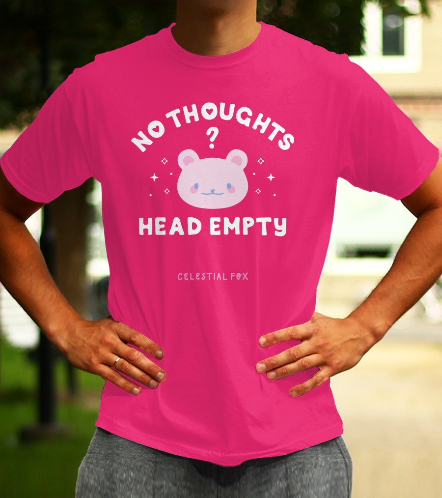 No Thoughts Head Empty Bear With Celestial Fox Stars T-Shirt