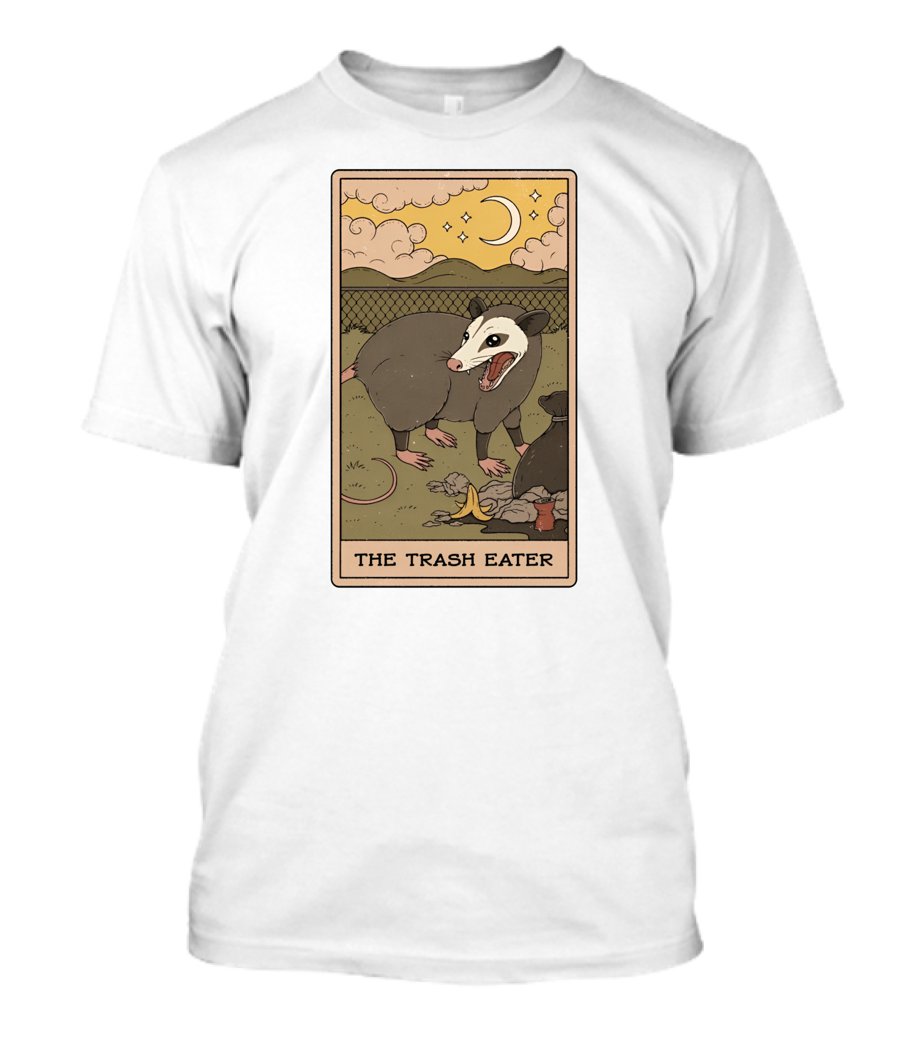 The Trash Eater Tarot Moon And Opossum Card T-Shirt