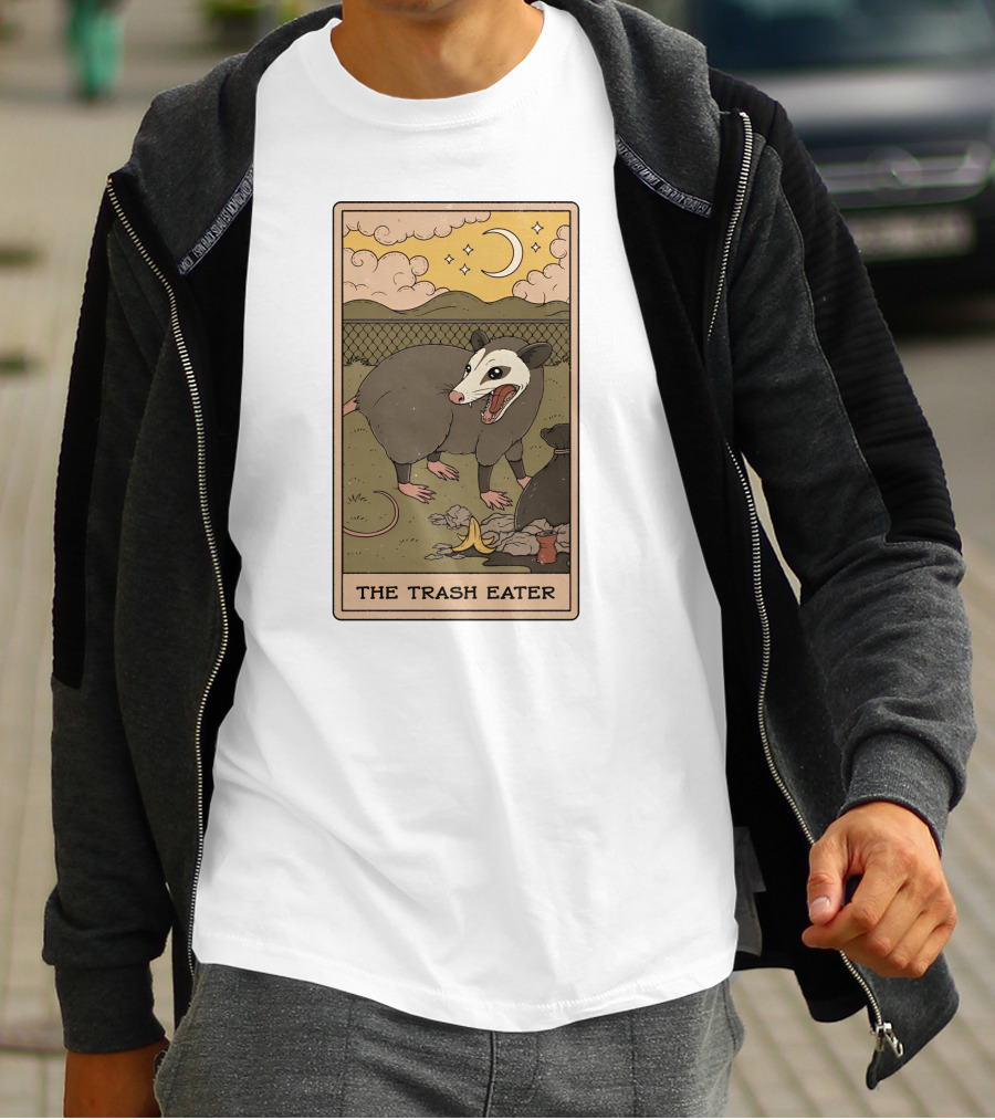 The Trash Eater Tarot Moon And Opossum Card T-Shirt