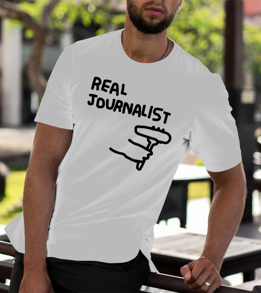 Real Journalist Microphone Holder Sketch T-Shirt