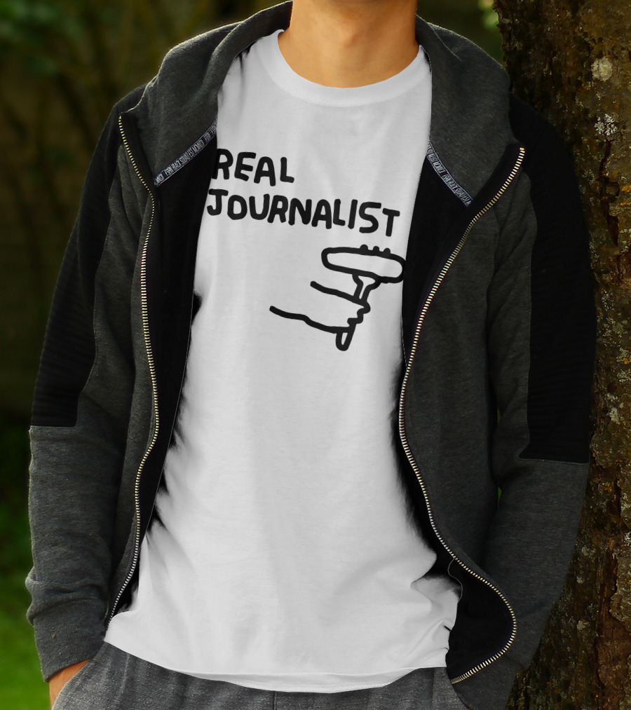 Real Journalist Microphone Holder Sketch T-Shirt