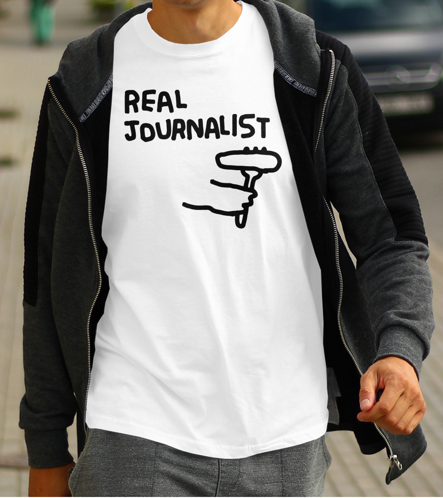 Real Journalist Microphone Holder Sketch T-Shirt