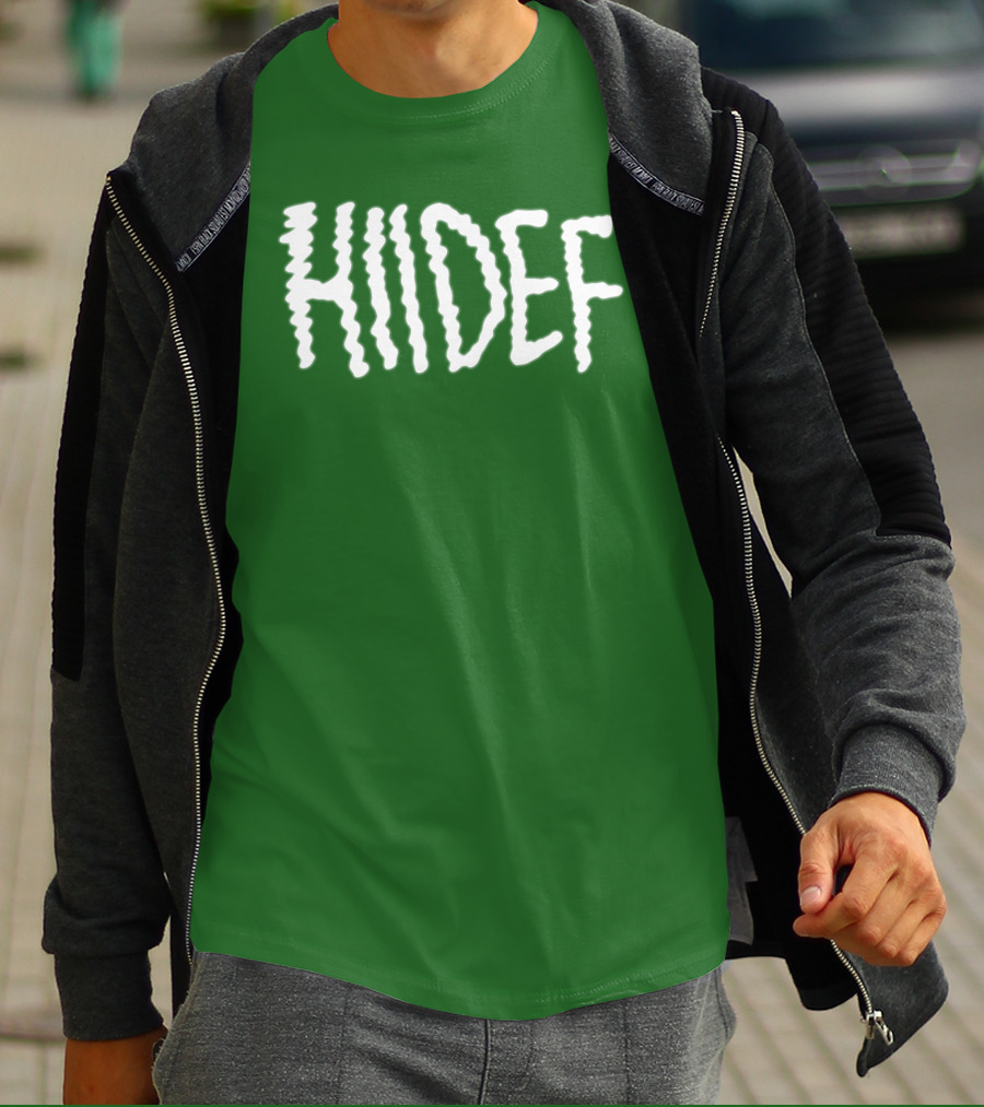 Hdi Hiidef White Text On Green Background T-Shirt