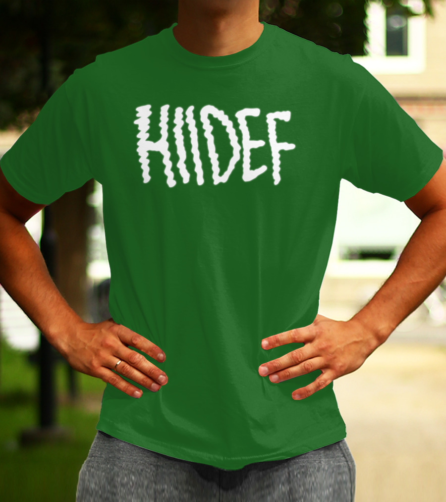 Hdi Hiidef White Text On Green Background T-Shirt