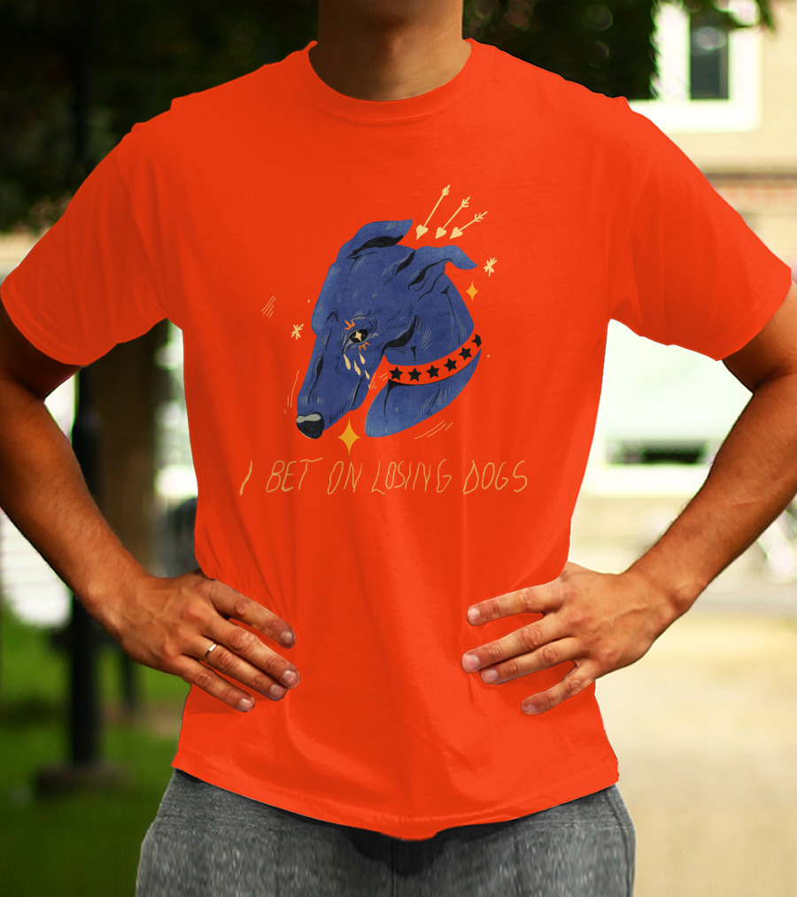 Galactix I Bet On Losing Dogs Blue Greyhound With Stars And Arrows T-Shirt