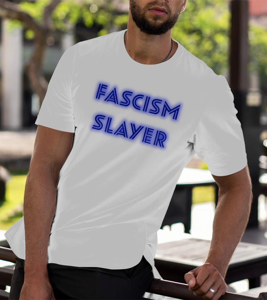 Fascism Slayer Neon Electro Font Styling T-Shirt