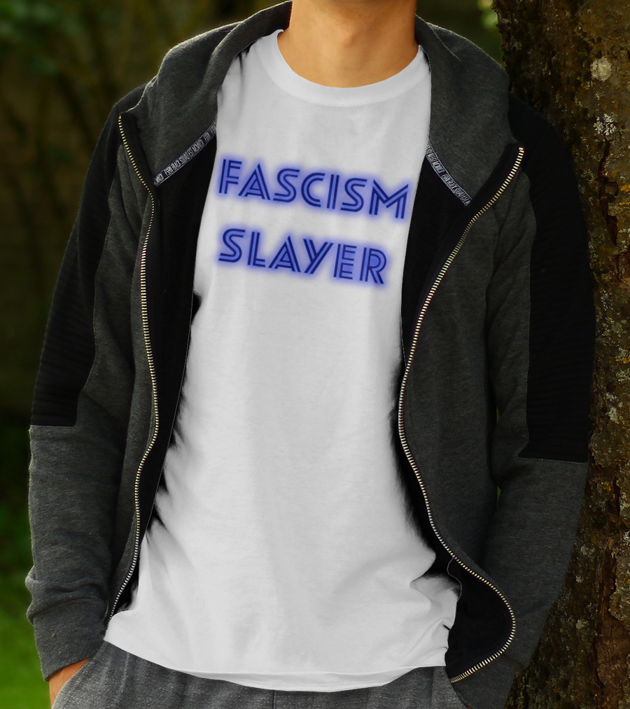 Fascism Slayer Neon Electro Font Styling T-Shirt