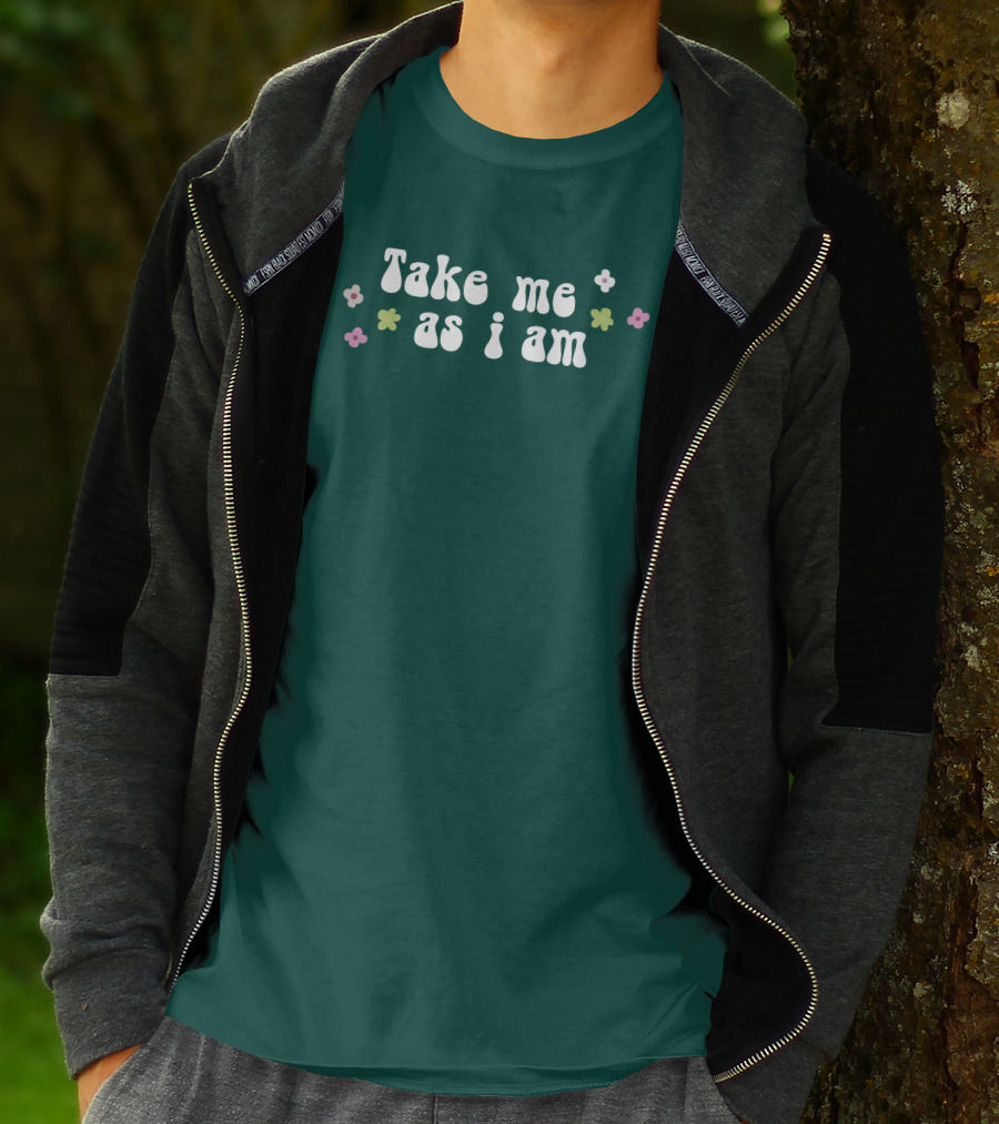 Take Me As I Am Flower Motif T-Shirt