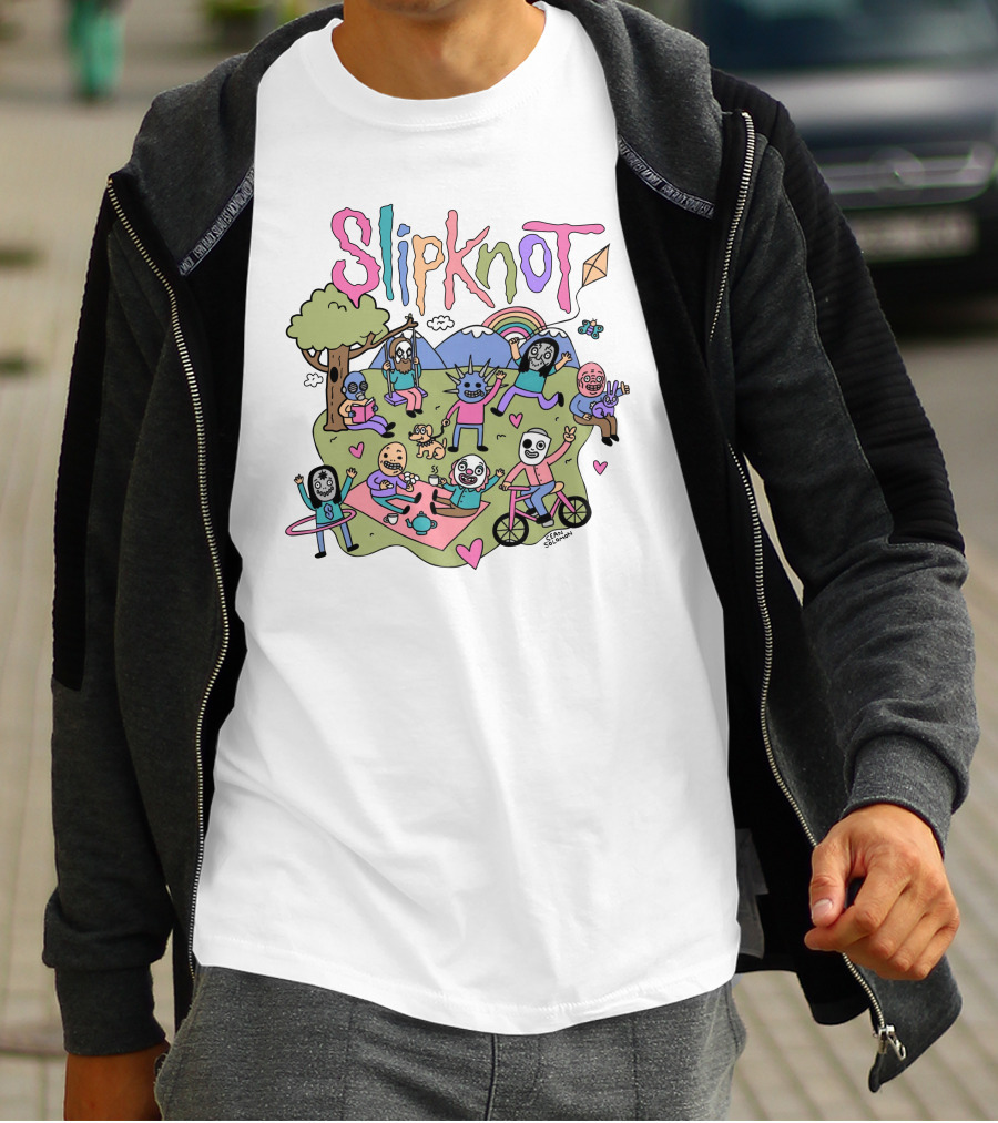 Slipknot Cute Cartoon Characters Park Scene T-Shirt