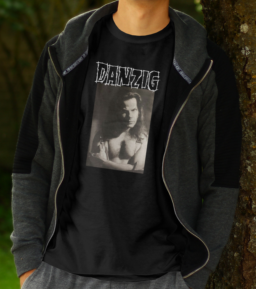 Danzig Glenn Danzig Evil Muscular Black And White Photo T-Shirt