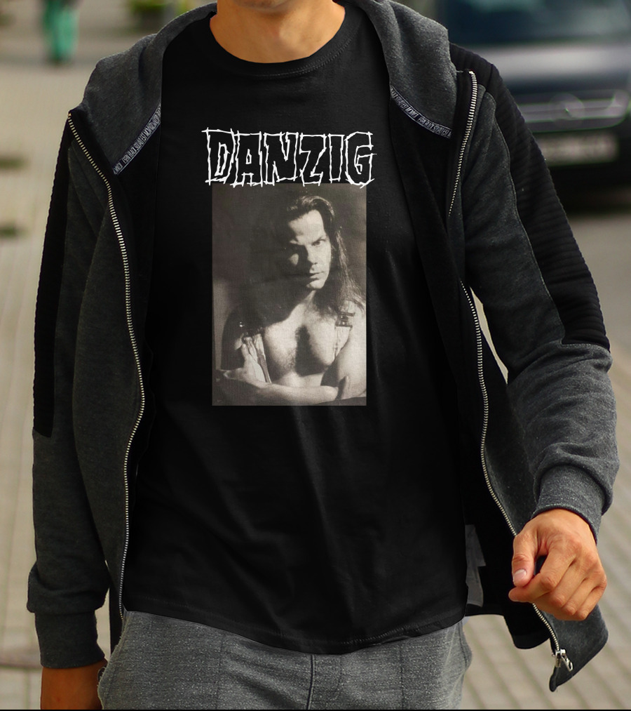 Danzig Glenn Danzig Evil Muscular Black And White Photo T-Shirt