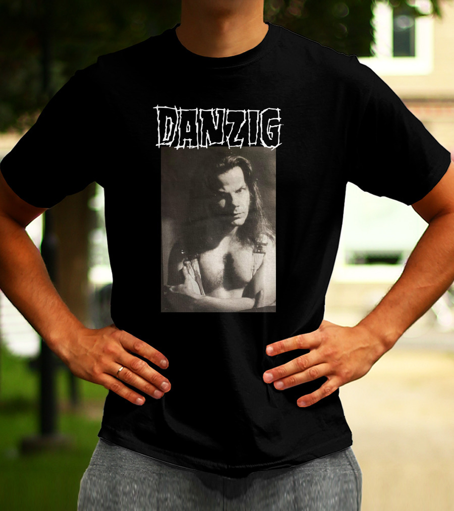 Danzig Glenn Danzig Evil Muscular Black And White Photo T-Shirt