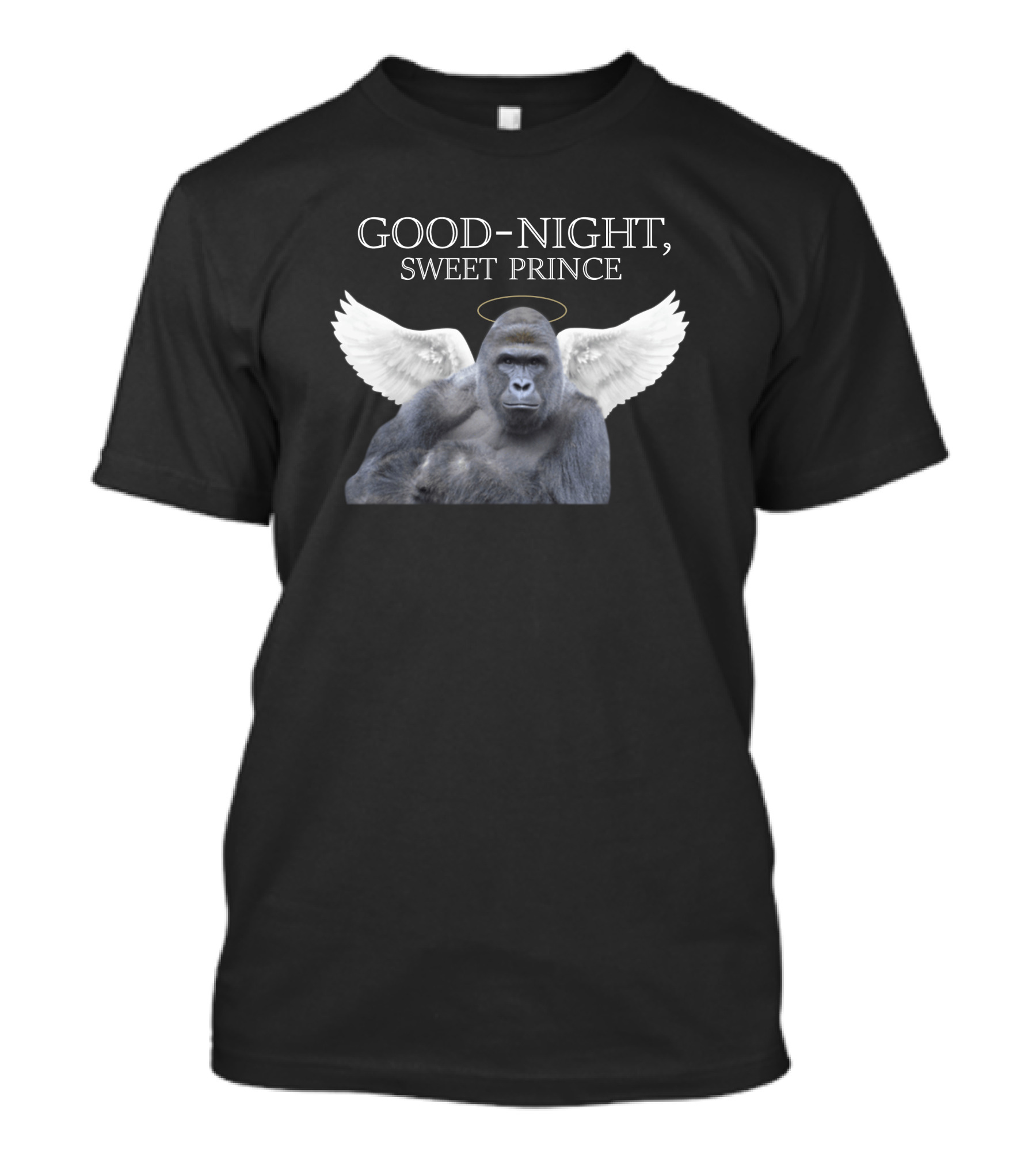 Good Night Sweet Prince Winged Gorilla Halo Memorial T-Shirt
